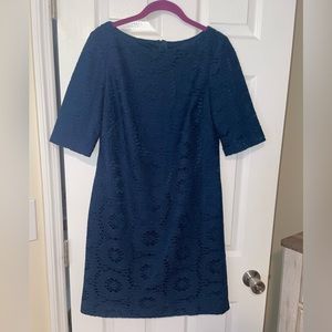 EUC Adrianna Papell floral dark teal short sleeve dress.